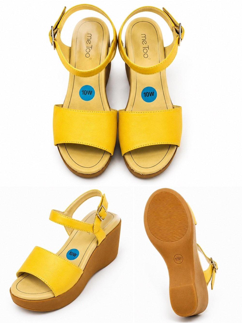 me too Yellow Wedge Sandals with Ankle Strap